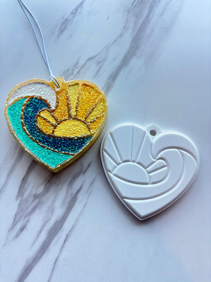Heart Beach Wave Freshie Stamp