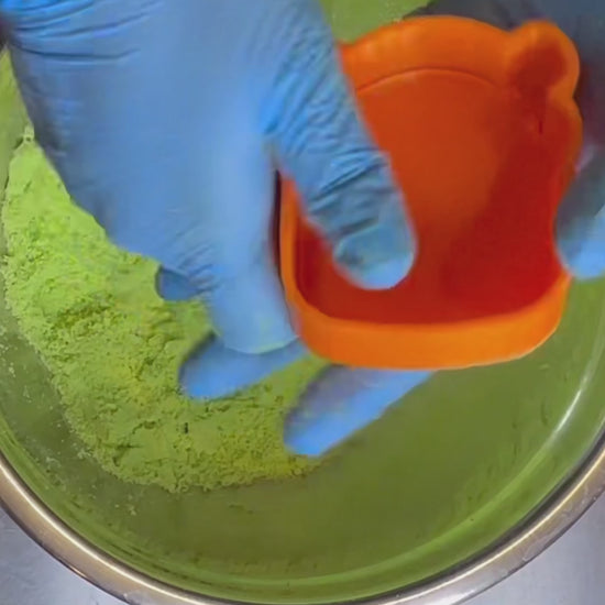 Making Frankenstein bath bombs with a 3-piece mold then a hybrid mold. Concludes with painting the bath bomb.